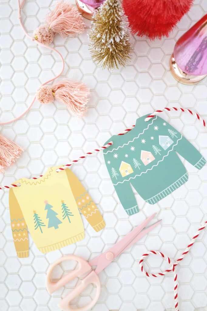 Christmas Sweater Garland DIY (With Free Printable!)