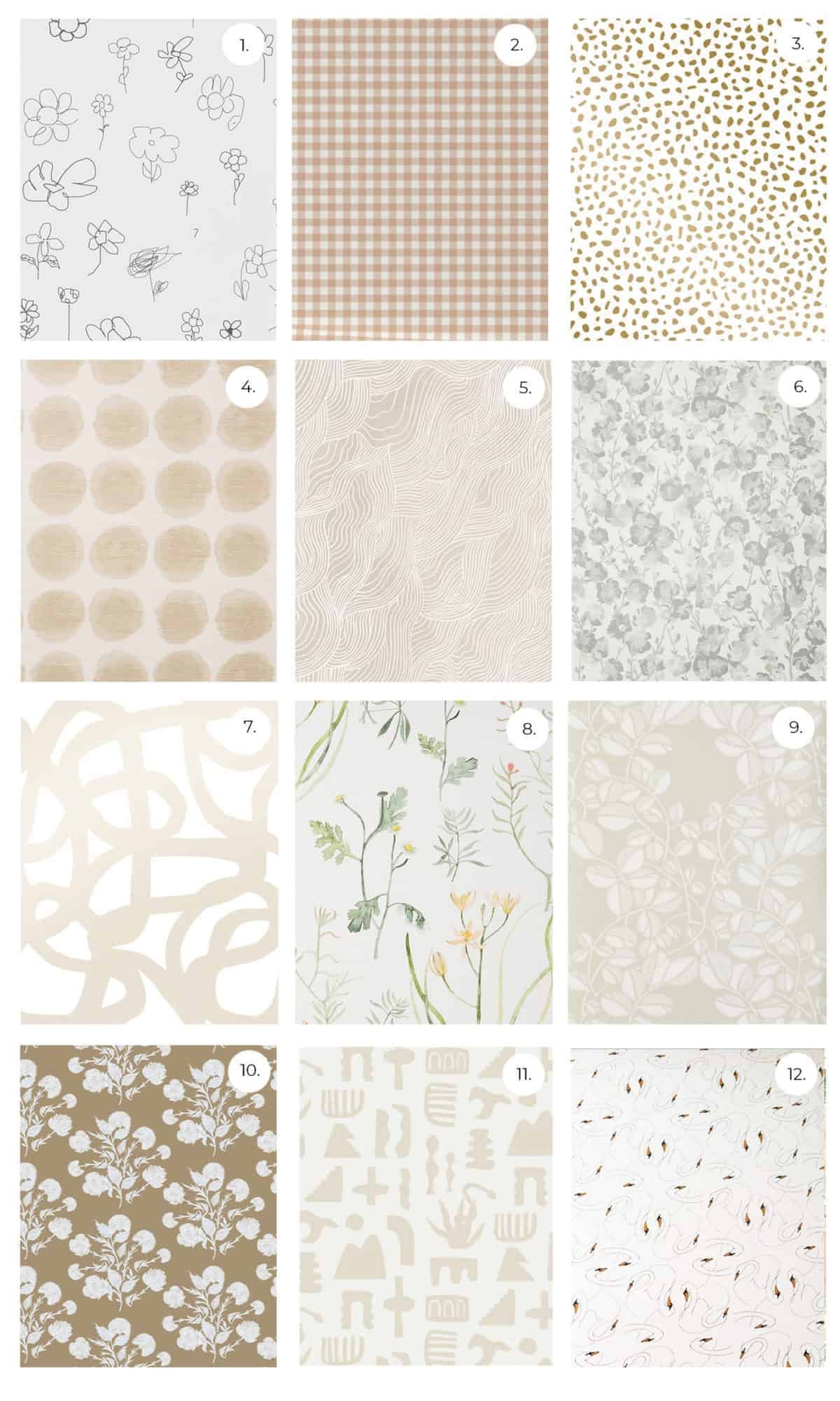 collage of different neutral wallpaper