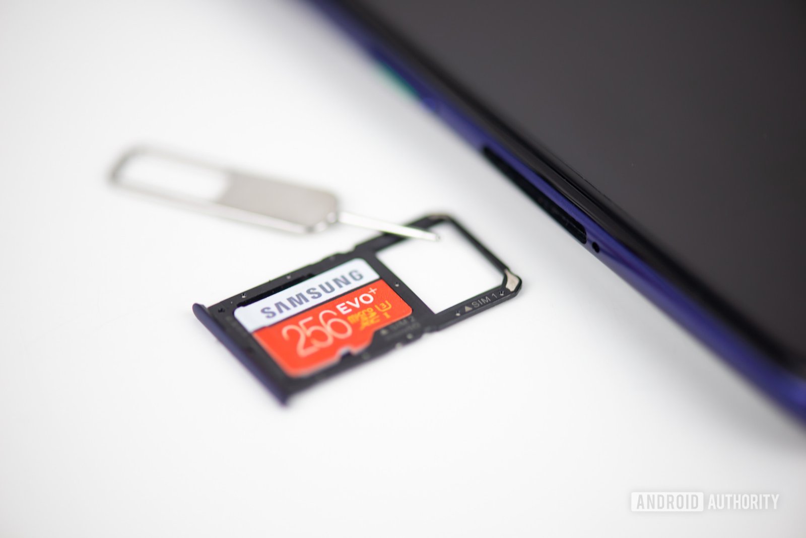 MicroSD card tray with a microSD card