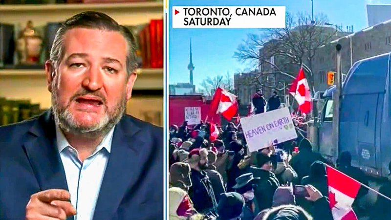 Ted Cruz Diverts Time To Canadian Truckers' Anti-Vax Campaign As Winter Storm Pounds Texas